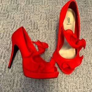 Red platform heels